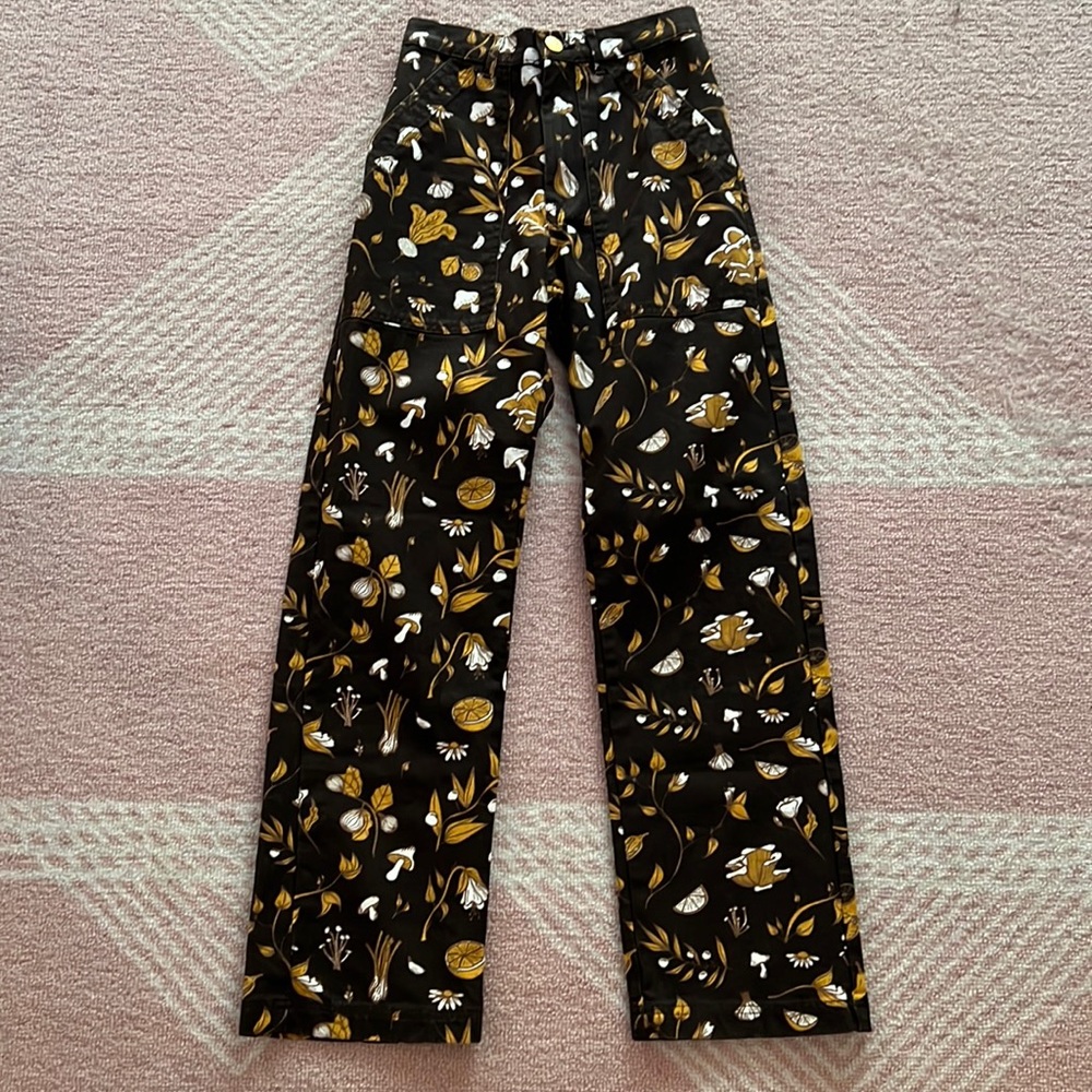 Big Bud Press RARE Cookbook Print Work Pants Size XXS extra extra small NWOT